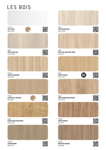 Nuancier stratifié ton bois pour les portes techniques Deya