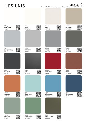 Nuancier décors unis pour les portes techniques Deya