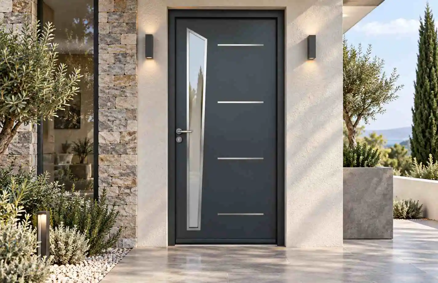 Porte d’entrée LOGIPAC+ thermique en situation, immeuble résidentiel collectif