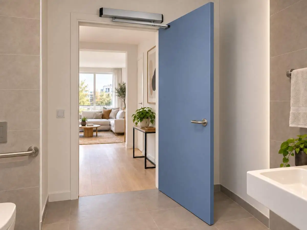 Bloc-porte palier bois Phonibloc 40 dB PMR Deya, cadre de vantail bois dur
