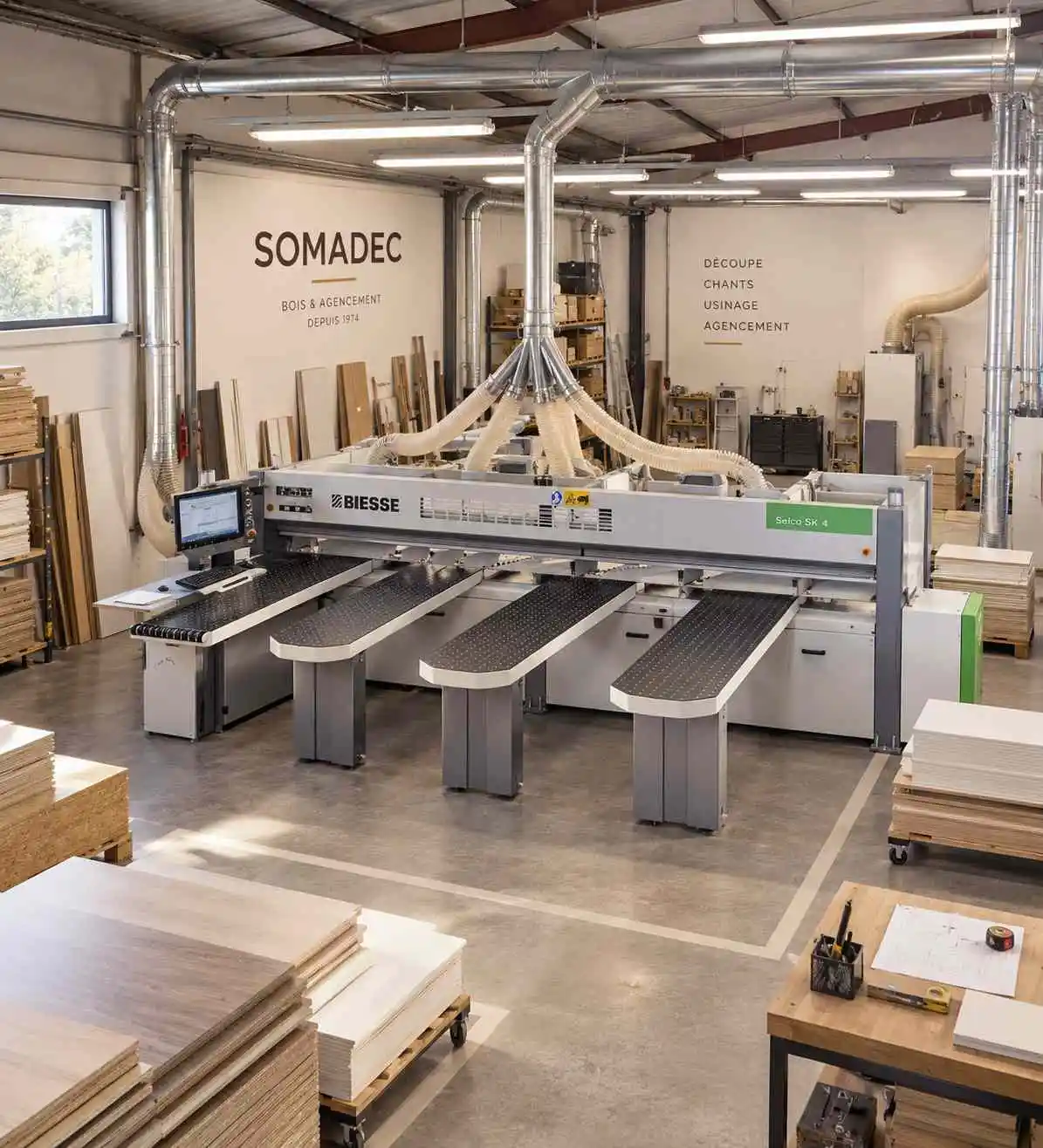 Atelier de découpe et d’usinage bois sur mesure SOMADEC